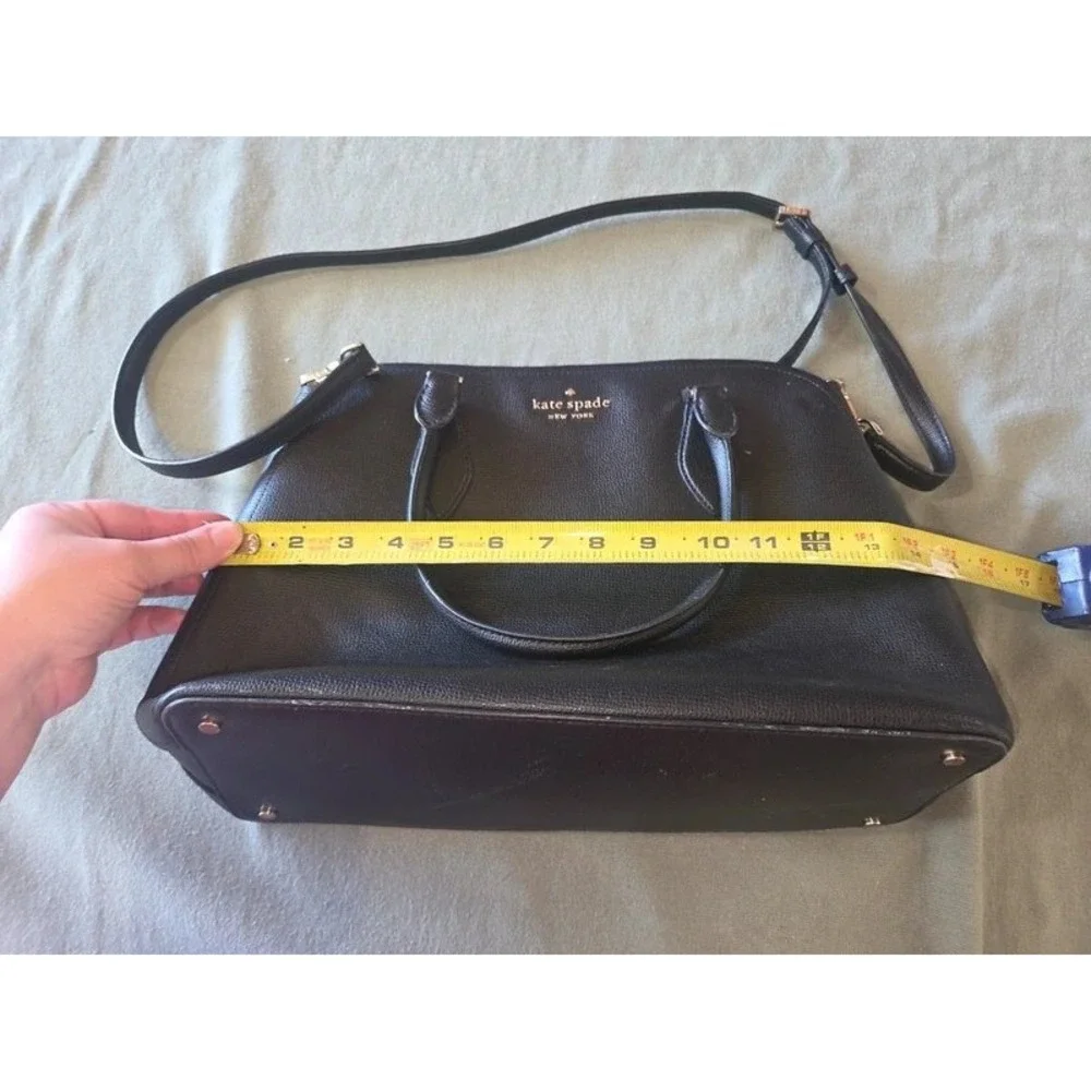 Kate Spade New York Black Pebbled Leather Satchel Crossbody Bag Gold Hardware